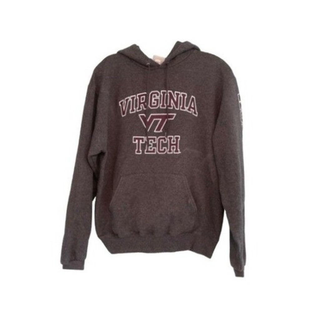 Champion Virginia Tech Hoodie Sweatshirt Gray Fleece University Hokies S